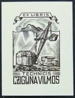 Drahos István (1895-1968) Ex libris fametszet-papír 8x11 cm