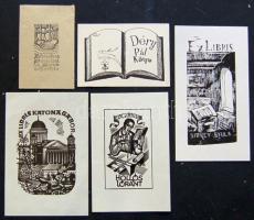 5 db különböző ex libris fametszet magyar grafikusművészektől