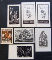 6 db különböző ex libris fametszet magyar grafikusművészektől