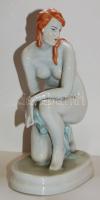 Zsolnay jelzéssel ellátott női akt porcelán dísz / Zsolnay chinaware figure 22 cm