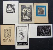 6 db különböző ex libris fametszet magyar grafikusművészektől