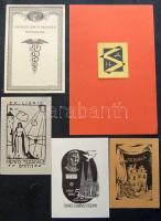 5 db különböző ex libris fametszet magyar és külföldi grafikusművészektől
