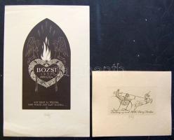 Azonosítatlan jelzéssel: 2 db szignált ex libris: fametszet és rézkarc