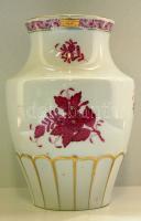 Herendi jelzéssel ellátott kézzel festett Apponyi-mintás porcelán váza / Herend handpainted chinaware vase 15 cm