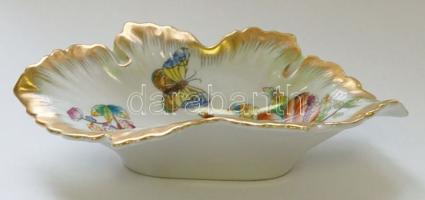 Herendi jelzéssel ellátott Viktória-mintás aranyozott tálka / Herend chinaware bowl 15 cm