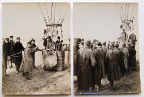 cca 1914 Magyar katonai léggömb indítása 2 db fotó / k.u.k. military balloon 2 photos 12x17 cm