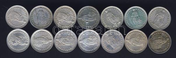 Svájc 1920-1974. 1/2Fr Ag (14x) mind klf évszámmal T:2/3,3