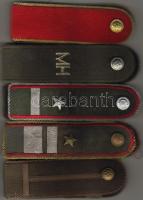 5 pár vállap (honvéd, tiszti iskolás, tűzoltó, kormányőr) + 19db varrható katonai jelzés, mind modern