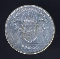 1930. 5P Ag "Horthy jobbra" T:3 ph.