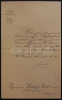 1895 Festetics Andor földművelésügyi miniszter aláírásával ellátott hivatalos levél