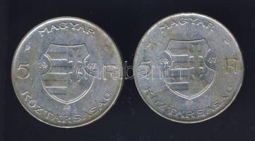 1947 5Ft Ag "Kossuth" (2x) T:3 ph.