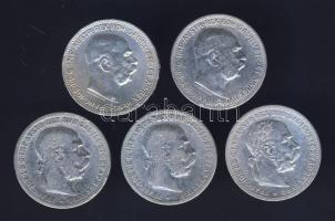Ausztria 1893-1915. 1K Ag (5x) 4klf évszámmal T:1/1-,2,3
