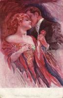 Olasz művészlap, romantikus pár 'Erkal Nr. 356/4' s: Usabal, Italian art postcard, romantic couple 'Erkal Nr. 356/4' s: Usabal