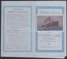 1923 Cunard Line kivándorlóhajók menetrendje + figyelmeztetõ röplap az utasoknak