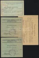 cca 1920-1940 4 db Kisgazda, Pénzügyőr, Olvasókor tagsági igazolvány
