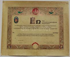 1990 utáni kitöltetlen Vitézi Rend Adományozó oklevél József Árpád vitézi elnök aláírásával
