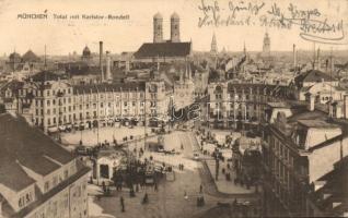 München with the Synagogue, the Frauenkirche and the Karl gate