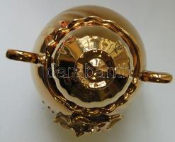 Jelzés nélküli aranyozott porcelán cukortartó 15cm magas