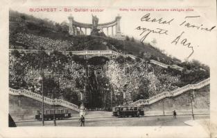 Budapest I. Szent Gellért szobor villamosokkal, Pemetefű cukorka reklám