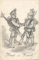 Boy soldiers greeting hand-crafted artist signed