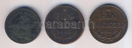 Német Államok/Poroszország 1865A 3Pf T:2-/3+ + Ausztria 1816A 1Kr (2x) T:2/3+,3