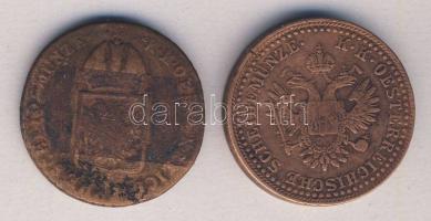 Ausztria/magyar verdejel 1816B 1Kr T:4 + 1851B 2Kr T:3+