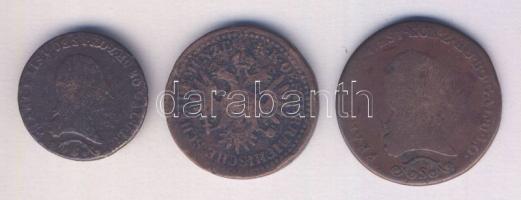 Ausztria 1851G 3Kr + Ausztria/magyar verdejel 1812S 3Kr + 1812B 1Kr T:3