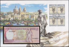 Málta 1994. 2L dekoratív, nagyalakú bélyeges, bankjegyes borítékon, T:I