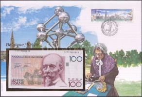 Belgium 1978-81. 100Fr dekoratív, nagyalakú bélyeges, bankjegyes borítékon T:I