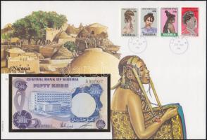 Nigéria 1973-78. 50K szign.6. dekoratív, nagyalakú bélyeges, bankjegyes borítékon, T:I + Sierra Leone 1984.08.4. 50c dekoratív, nagyalakú bankjegyes, bélyeges borítékon, bélyegblokkal T:I