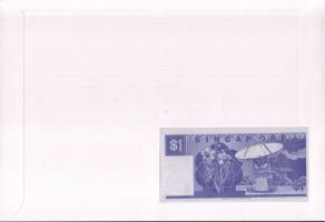 Szingapúr 1987. 1$ dekoratív nagyalakú bélyeges, bankjegyes borítékon T:I