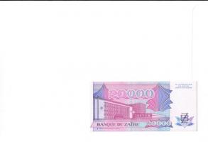 Zaire 1991. 20000Z dekoratív, nagyalakú bélyeges, bankjegyes borítékon T:I