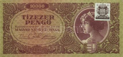 1945. 10000P bélyeggel T:II+ (nincs hajtva, kis sarokkopás)