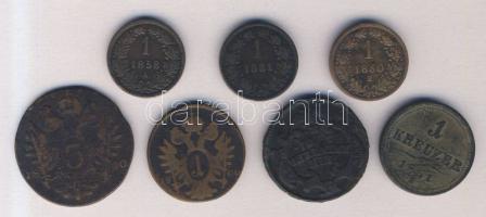1761K 1Kr T:3 + 1800S 3Kr T:3 + 1851B 1Kr T:3 + 1860B 1Kr T:2/3 + Ausztria 1800A 1Kr T:3 + 1858A 1Kr T:2/3 ph. + 1881. 1Kr T:3