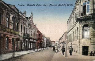 Zsolna Kossuth street with the shop of Bertalan Scheer