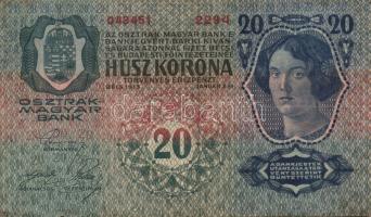 1913. 20K T:III, 1930. 20P T:IV, 1930. 100P "*"-os T:III, 1945. 50P (3x) T:III,IV + Ausztr...