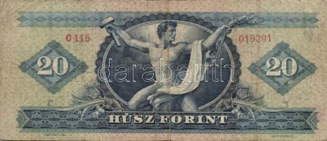 Kis forint tétel jobbakkal: 1949. 20Ft T:III-, 1957. 20Ft (2x) T:III,III/IV, 1960. 20Ft "C&quot...