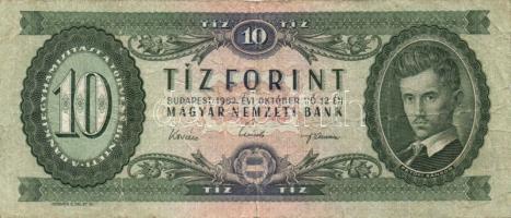 1962. 10Ft fordított hátlapi alapnyomattal "01" T:III/IV