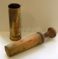 cca 1916 Réz ágyú-töltényhüvelyből készített hurkatöltő / Sausage filler made of copper cannon-shell 40 cm