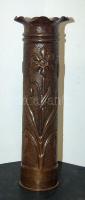 cca 1916 Réz ágyú-töltényhüvelyből készített, szépen megmunkált váza / vase  made of copper cannon-shell 38 cm