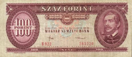 1984. 100Ft (2x) fordított hátlapi alapnyomattal (tulipán lefelé) T:III