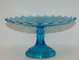 Kék üveg desszert kínáló-tál 16 cm