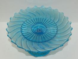 Kék üveg desszert kínáló-tál 16 cm