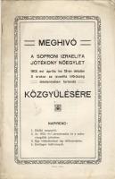 1913 Meghívó a soproni izraelita jótékony nőegylet közgyűlésére/ Einladung für Versammlung des jüdischen Frauenvereins Sopron