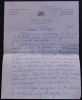 Vajda József emigráns hungarista vezető saját kézzel írt levele