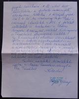 Vajda József emigráns hungarista vezető saját kézzel írt levele