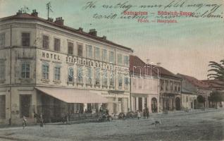 Szászrégen main square City Hotel and the shop of Friedrich Gross (Rb)