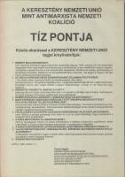 1989 A Keresztény Nemzeti Unió 10 pontja ellenzéki röplap.