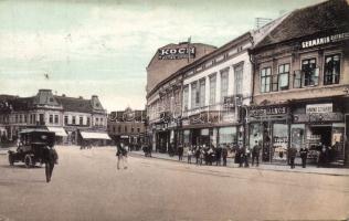 Nagyvárad Bemeneter square with the shops of János Fehér, Ármin Flegman and Moskovitsch (Rb)