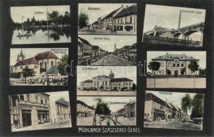 Szászsebes with power station, the press of Joseph Hientz and the shop of Josef Baumann